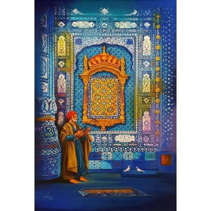 S. A. Noory, Shrine of Sachal Sarmast, 24 x 36 Inch, Acrylic on Canvas, Figurative Painting, AC-SAN-164